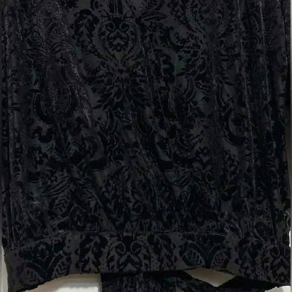 Veronica M baroque velvet black Vneck witchy whimsigoth 3/4 sleeves top blouse S - Picture 2 of 12